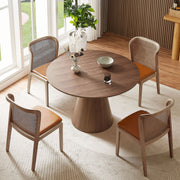 Round Modern Walnut Dining Table