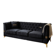 Black Velvet 3‑Seat Sofa