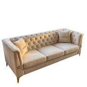 Ivory Velvet 3‑Seat Sofa