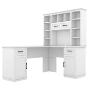 L-Shaped Computer Desk With 2 Cabinets and 2 Drawers