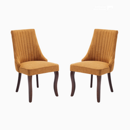 Set of 2 Rayon Cloth Flocking Linen Dining Chairs