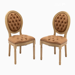 Set of 2 French Style Solid Wood Antique Dining Chairs