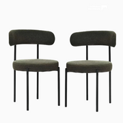 Set of 2 Mid-Century Modern Boucle Dining Chairs