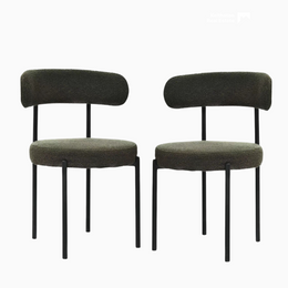 Set of 2 Mid-Century Modern Boucle Dining Chairs