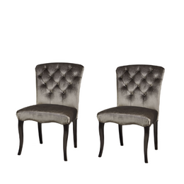 Set Of 2 Velvet Classic Dining Chairs