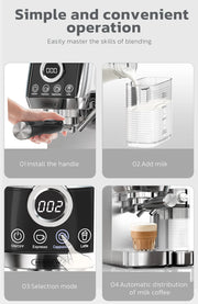 3 in 1 Semi Automatic Espresso Cappuccino Latte Coffee Machine Automatic Milk Froth Ground Coffee
