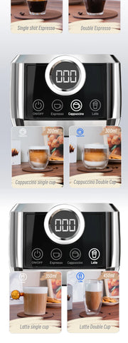 3 in 1 Semi Automatic Espresso Cappuccino Latte Coffee Machine Automatic Milk Froth Ground Coffee
