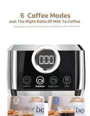 3 in 1 Semi Automatic Espresso Cappuccino Latte Coffee Machine Automatic Milk Froth Ground Coffee