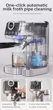 3 in 1 Semi Automatic Espresso Cappuccino Latte Coffee Machine Automatic Milk Froth Ground Coffee