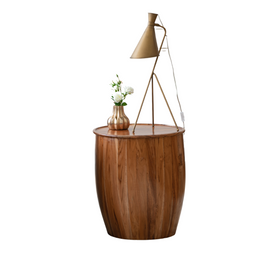 Drum Side Table With Tray Style Top