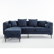L Shaped Sectional Convertible Sofa with Storage Ottoman and Modern Tufted style