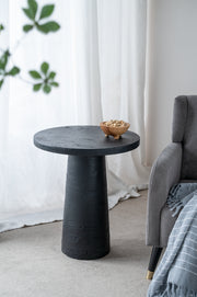 Black Round Side Table with Pedestal Base