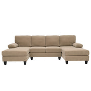 Modern Camel U-Shaped Sectional Sofa with Deep Seats & Plush Cushion Arms