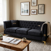 Black Velvet 3‑Seat Sofa