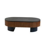 French Inspired Elliptical Living Room Coffee Table with Hidden Storage