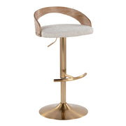 Modern White Upholstered Adjustable Bar Stools with Gold Base – 360° Swivel, Set of 3