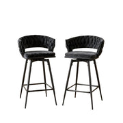 2 Set of Rotating Barstools With Breathable Cotton and Linen Soft Cushions