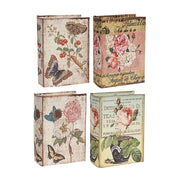 Set of 4 Vintage Secret Storage Decorative Floral Book
