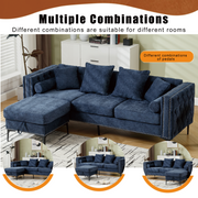 L Shaped Sectional Convertible Sofa with Storage Ottoman and Modern Tufted style