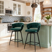 2 Set of Rotating Barstools With Breathable Cotton and Linen Soft Cushions
