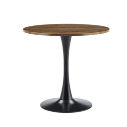 Lennox Walnut & Black Round Dining Table