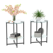 2-Piece Set Clear Tempered Glass Side Table.