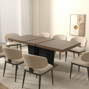 Beige and Brown Extendable Dining Table
