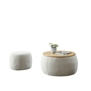 Modern Classic Round Storage Ottoman Coffee Table with Removable Top