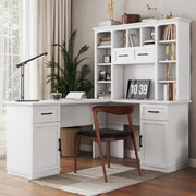 L-Shaped Computer Desk With 2 Cabinets and 2 Drawers