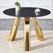42-inch stainless steel gold-plated flamed granite round table