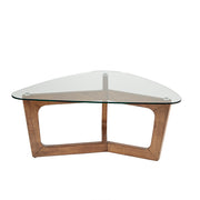 Wood Base Tempered Glass Top Coffee Table