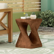 Twist Shape Side Table Wood-like Texture in Antique Brown Color