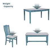 Mid-Century 6-Piece Wood Dining Table Set