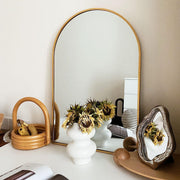 24x36 Inch Gold Metal Framed Arched Mirror