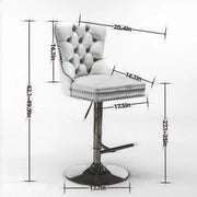 Set of 2 Thick Golden Swivel Velvet Barstools