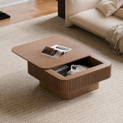 Walnut Square Modern Coffee Table with Hidden Storage