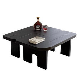 Modern Black Wooden Nesting Coffee Table Set