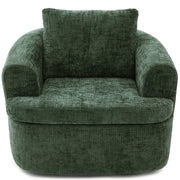 Modern Green Swivel Accent Barrel Chair with Dual-Layer Cushion