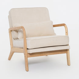 Beige Mid‑Century Accent Chair