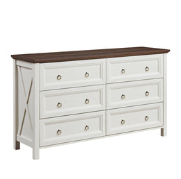 Farmhouse 6 Drawers Dresser for Bedroom,