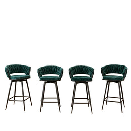 4-Piece Swivel Bar Stools with Breathable Linen-Cotton Seats
