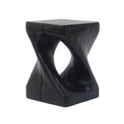 Twist Shape Side Table Wood-like Texture in Black