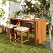 5 Piece Acacia Wood Outdoor Bar Set