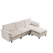 Cloud White Chenille 3-Seat L-Shaped Sectional Sofa