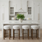 Set of 4 Dark Walnut & Ivory Rubberwood Bar Stool