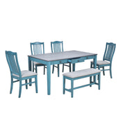 Mid-Century 6-Piece Wood Dining Table Set