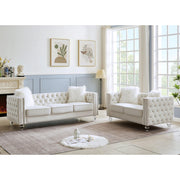 Velvet Upholstery Tufted Sofa Crystal Feet Removable Cushion