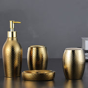 4 Pieces Golden Ceramic Bathroom Set