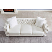 Velvet Upholstery Tufted Sofa Crystal Feet Removable Cushion