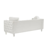 Velvet Upholstery Tufted Sofa Crystal Feet Removable Cushion